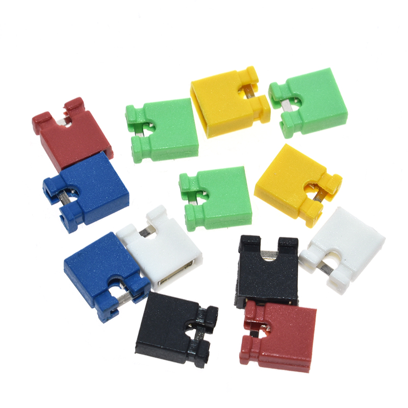 100PCS Pitch jumper shorted cap & Headers & Wire Housings 2.54MM SHUNT Black yellow white green red blue