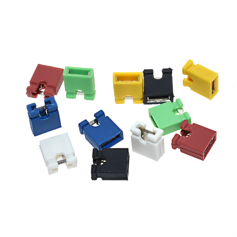 100PCS Pitch jumper shorted cap & Headers & Wire Housings 2.54MM SHUNT Black yellow white green red blue