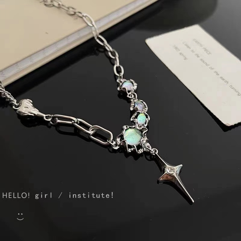 Silver Color Y2K Pendant Necklaces Fashion Cross Shiny Zircon Crystal Heart Drop Necklace for Women Asymmetrical Jewelry Gifts