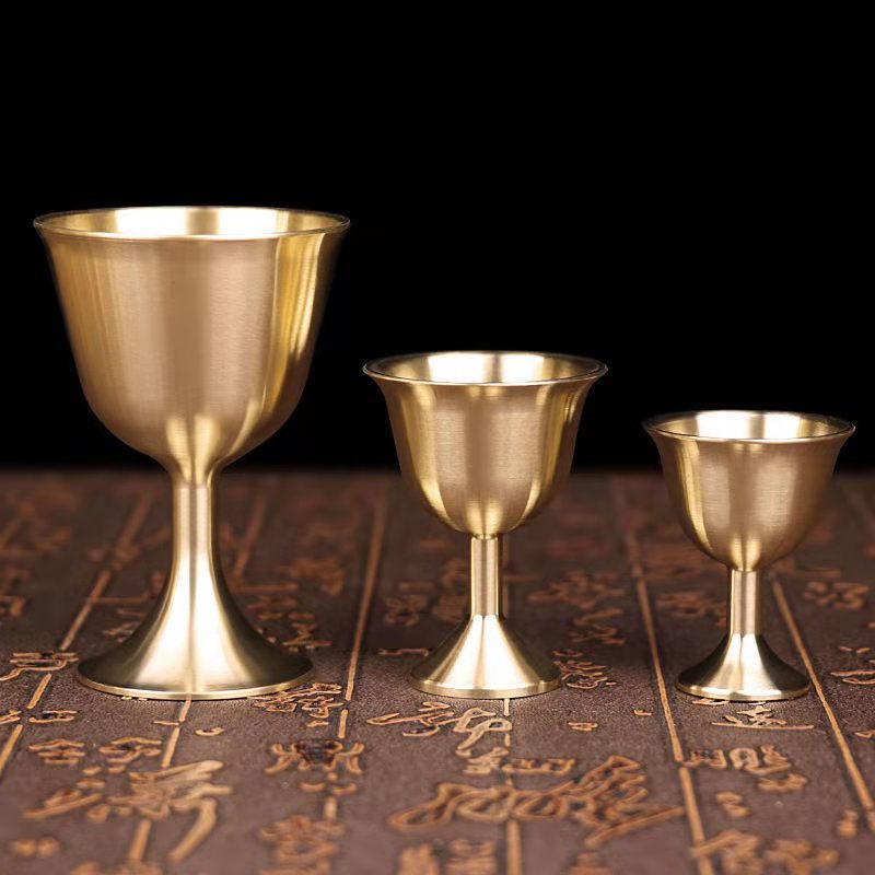 1 Pcs Brass Chalice Cup Wine Goblet Brass Drinking Glasses Beverage Tumbler Cups Lamp Holder Metal Liquor Tumbler for Party Home