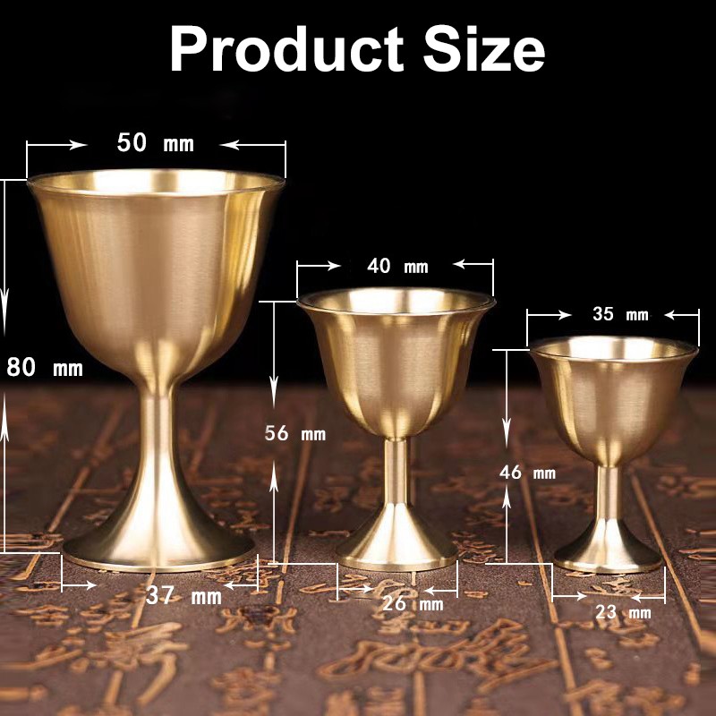 1 Pcs Brass Chalice Cup Wine Goblet Brass Drinking Glasses Beverage Tumbler Cups Lamp Holder Metal Liquor Tumbler for Party Home