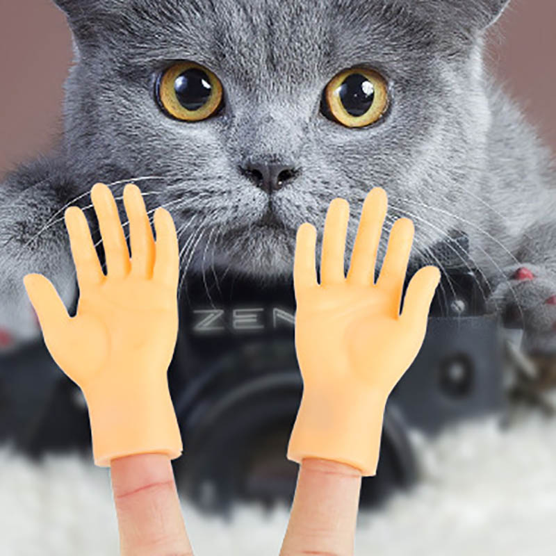 Adult Kid Novelty Toys Funny Mini Hands Creative Finger Fidget Toys Soft Small Hand Tease the Cat Pet Toy Halloween Gift