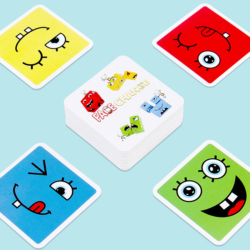 Mini Face Changing Building Blocks Iron box Set Wooden Face-changing Cube Portable Board Game for Kids Table Game Montessori Toy